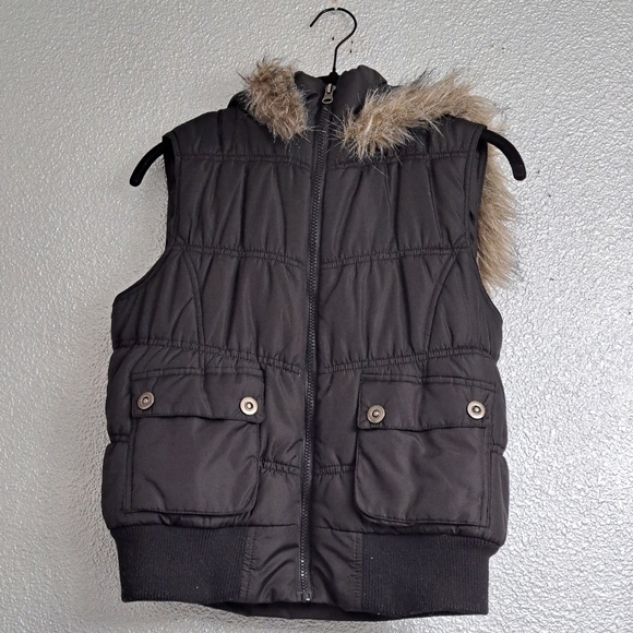 Max Rave Girl's Puffer Hooded Vest   Size L - Picture 1 of 4